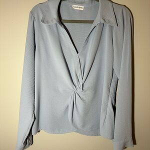 Calvin Klein Women's Soft Blue Twist Blouse
